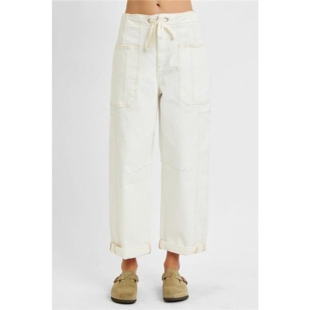 RISEN Full Size‎ High Rise Crop Wide Barrel Cargo Pocket Jeans Plus Size